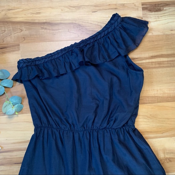 Kas New York Women’s Navy Blue One Shoulder Eyelet Ruffle Dress, Size Medium - Picture 8 of 12